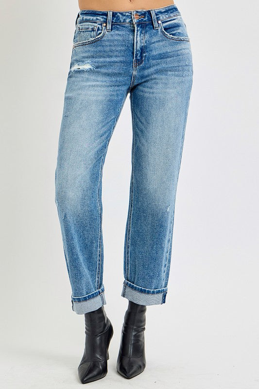 High Rise Ankle Boyfriend Jeans