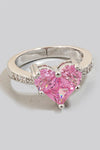 Pink Cz Heart And Pave Band Ring