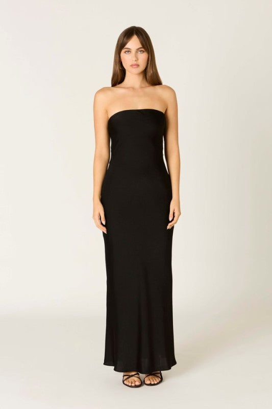 Katherine Strapless Bow Back Tie Black Dress