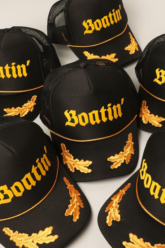 BOATIN Lettering Logo Foam Mesh Back Trucker Hat