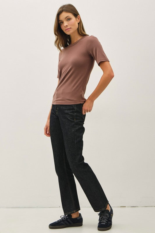 Ultra Soft Basic Short Sleeve Top Brown