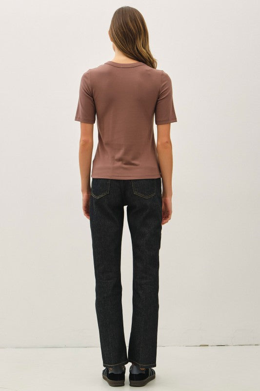 Ultra Soft Basic Short Sleeve Top Brown