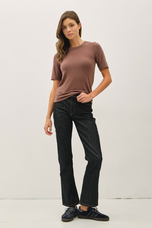 Ultra Soft Basic Short Sleeve Top Brown