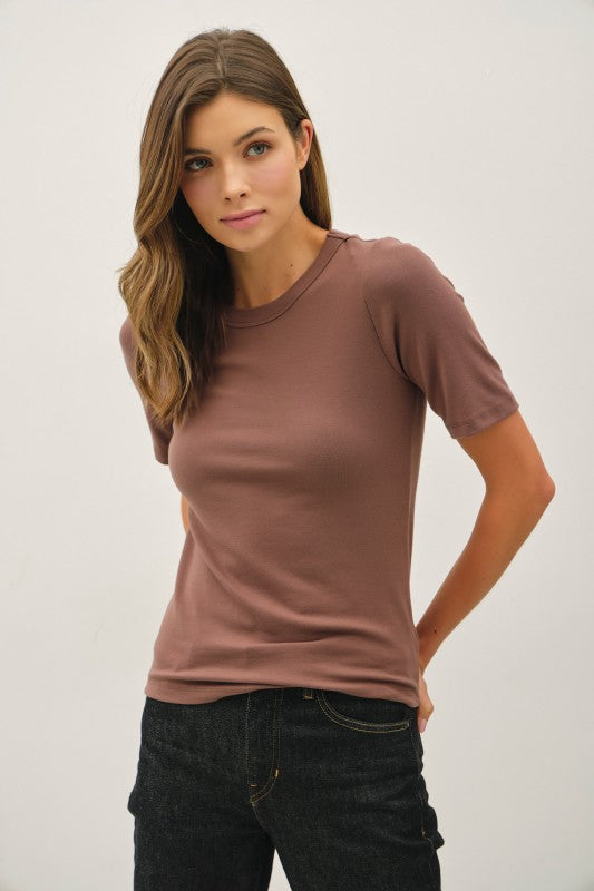 Ultra Soft Basic Short Sleeve Top Brown