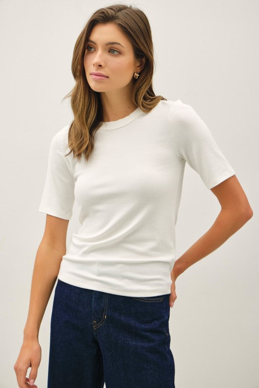 Ultra Soft Basic Short Sleeve Top Black Ivory