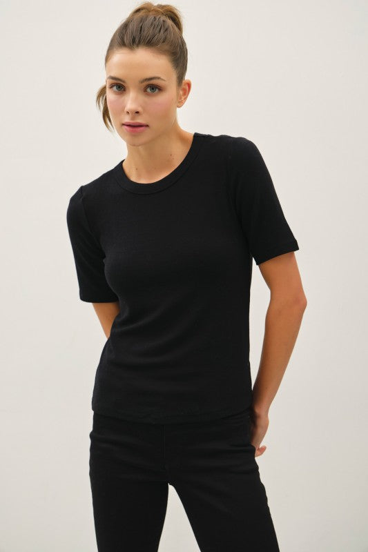 Ultra Soft Basic Short Sleeve Top Black