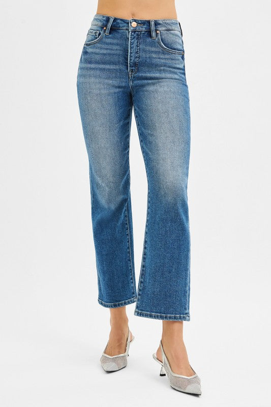 Tummy Control High Rise Crop Risen Straight Jeans
