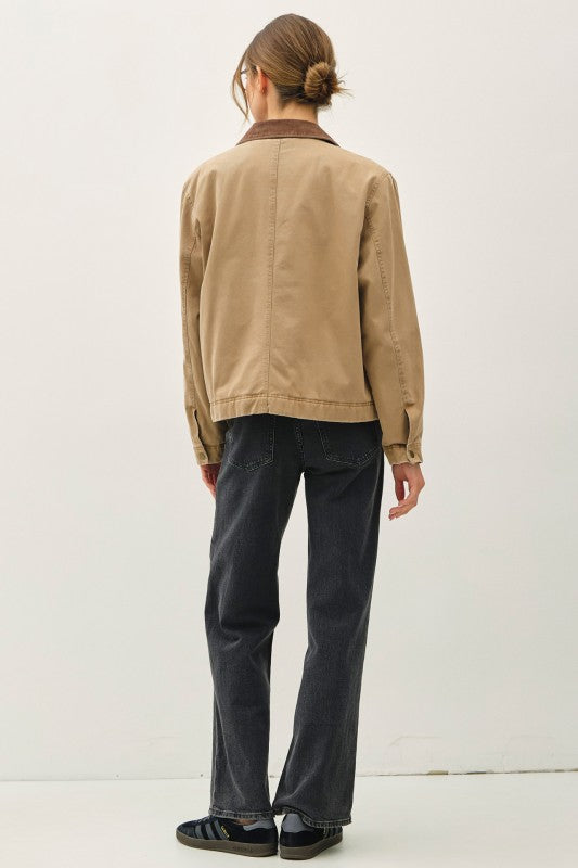 Barn Jacket With Corduroy Accent Collar