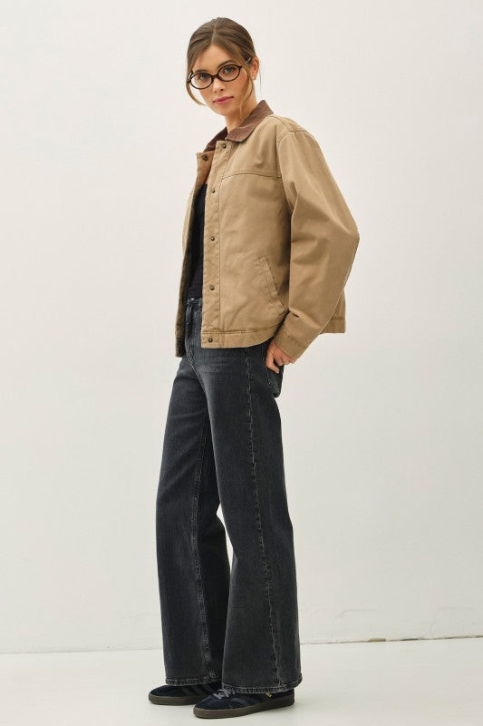 Barn Jacket With Corduroy Accent Collar