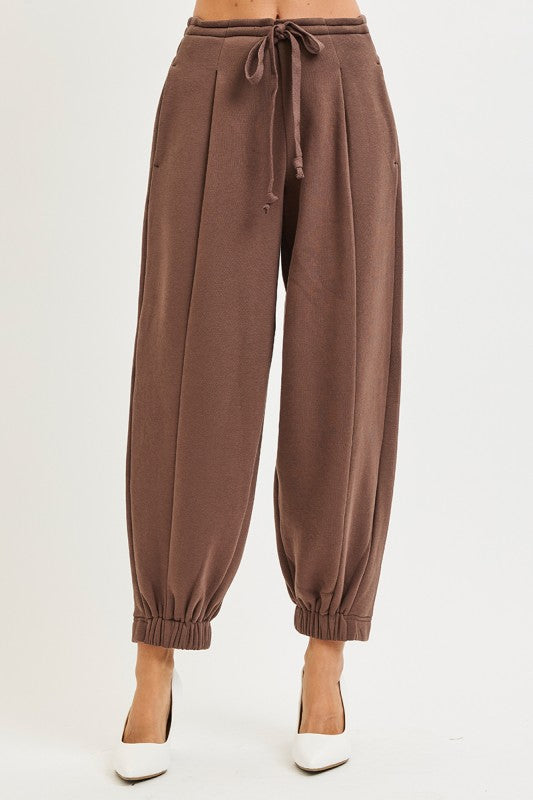 Relaxed Wide Leg Jogger Sweatpants Brown