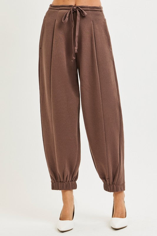 Relaxed Wide Leg Jogger Sweatpants Brown