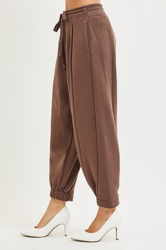 Relaxed Wide Leg Jogger Sweatpants Brown