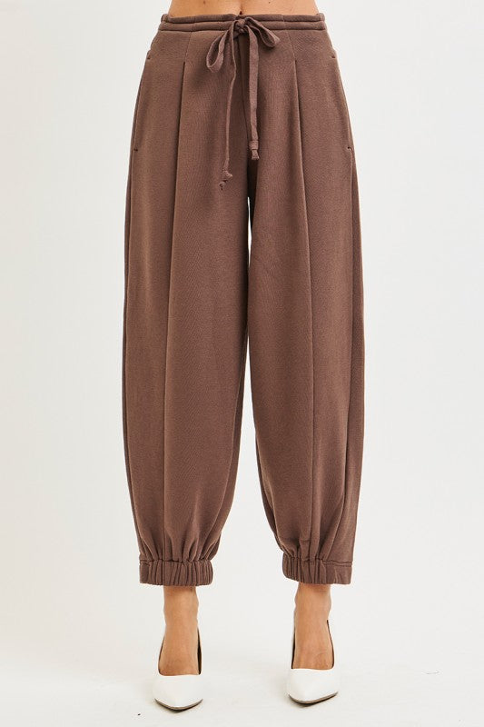 Relaxed Wide Leg Jogger Sweatpants Brown