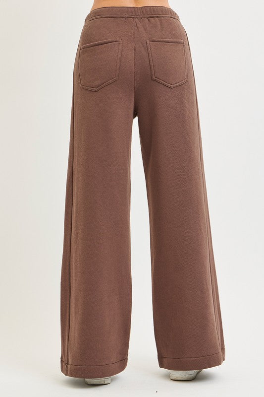 High Rise Relaxed Wide Leg Sweatpants Brown