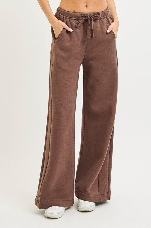 High Rise Relaxed Wide Leg Sweatpants Brown
