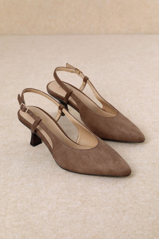 Kitty Suede Slingback Heels Brown