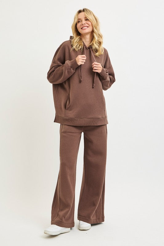 Oversized Hoodie Cotton Blend Sweatshirt Brown