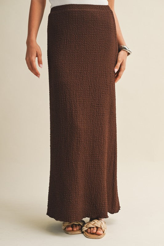 Textured Jersey Maxi Skirt Espresso Brown