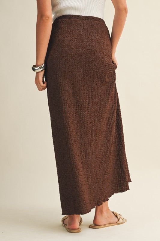 Textured Jersey Maxi Skirt Espresso Brown