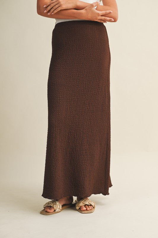 Textured Jersey Maxi Skirt Espresso Brown