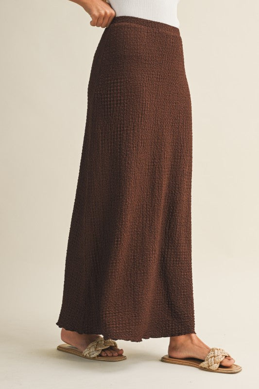 Textured Jersey Maxi Skirt Espresso Brown