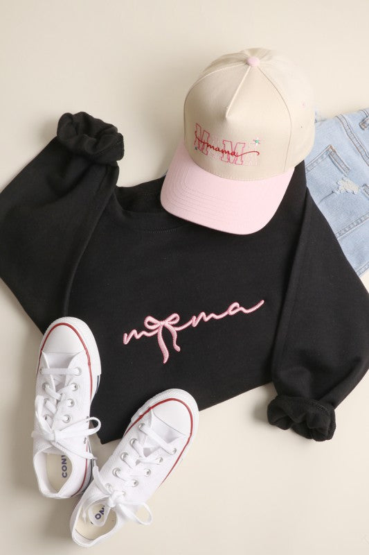 Mama Ribbon Embroidered Heavyweight Sweatshirt S-XL