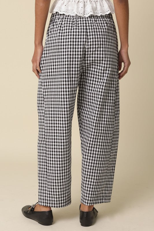 Erica Gingham Cotton Straight Pants