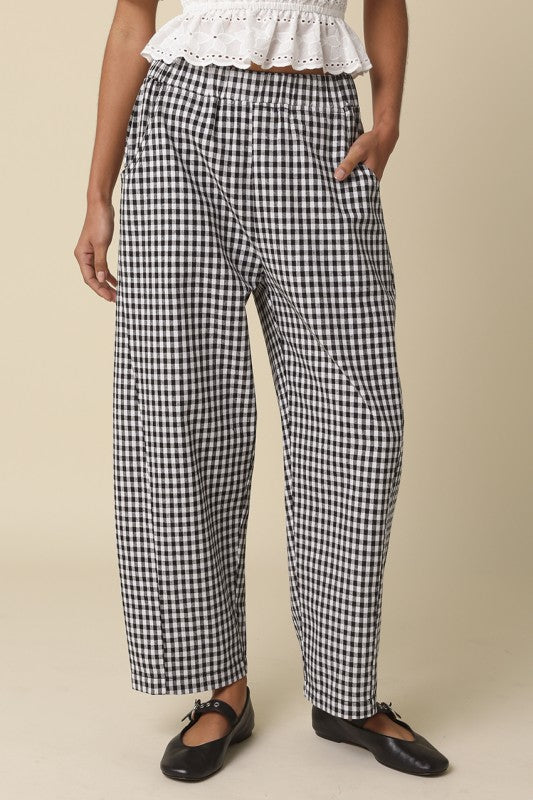 Erica Gingham Cotton Straight Pants