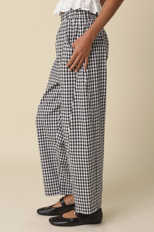 Erica Gingham Cotton Straight Pants