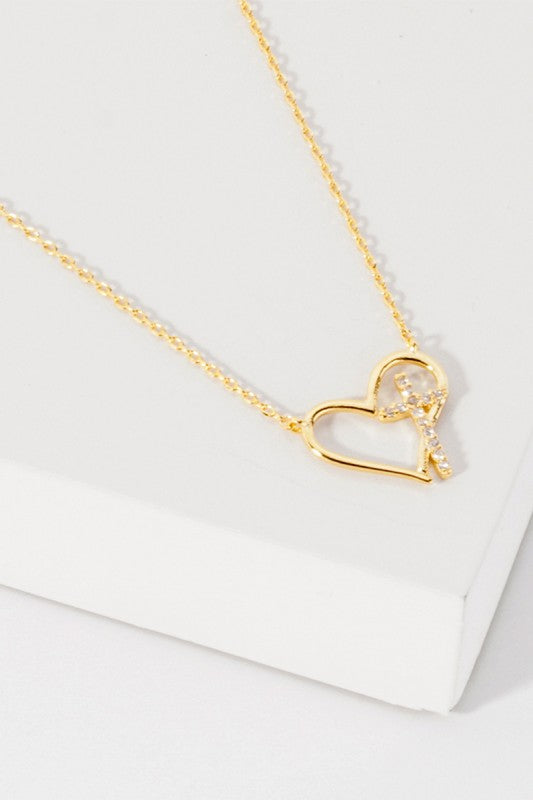 Cross Heart Gold Dipped Necklace