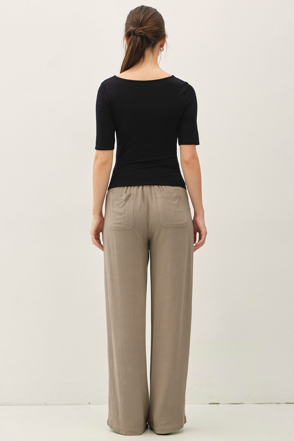Soft Cowl Neck Short Sleeve Top Black