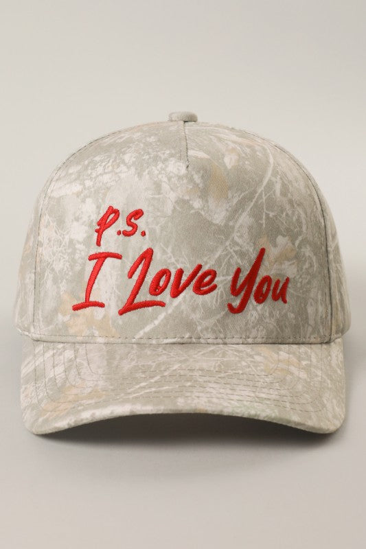 P.s. I Love You Embroidery Camo Trucker Hat