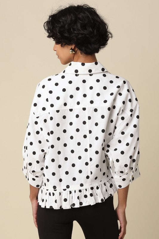 Evelyn Oversized Polka Dot Cotton Ruffle Hem Top – Mota Boutique