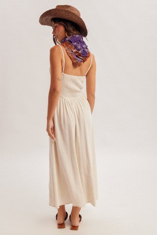 Roize Corset Smocked Midi Dress With Slit 3 Colors