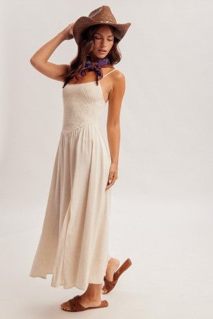 Roize Corset Smocked Midi Dress With Slit 3 Colors