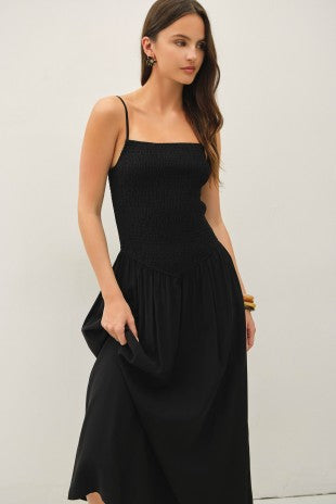 Harley Dropped Waist Smocked Maxi Dress 2 Colors
