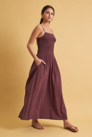 Harley Dropped Waist Smocked Maxi Dress 2 Colors