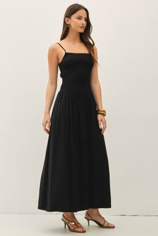 Harley Dropped Waist Smocked Maxi Dress 2 Colors