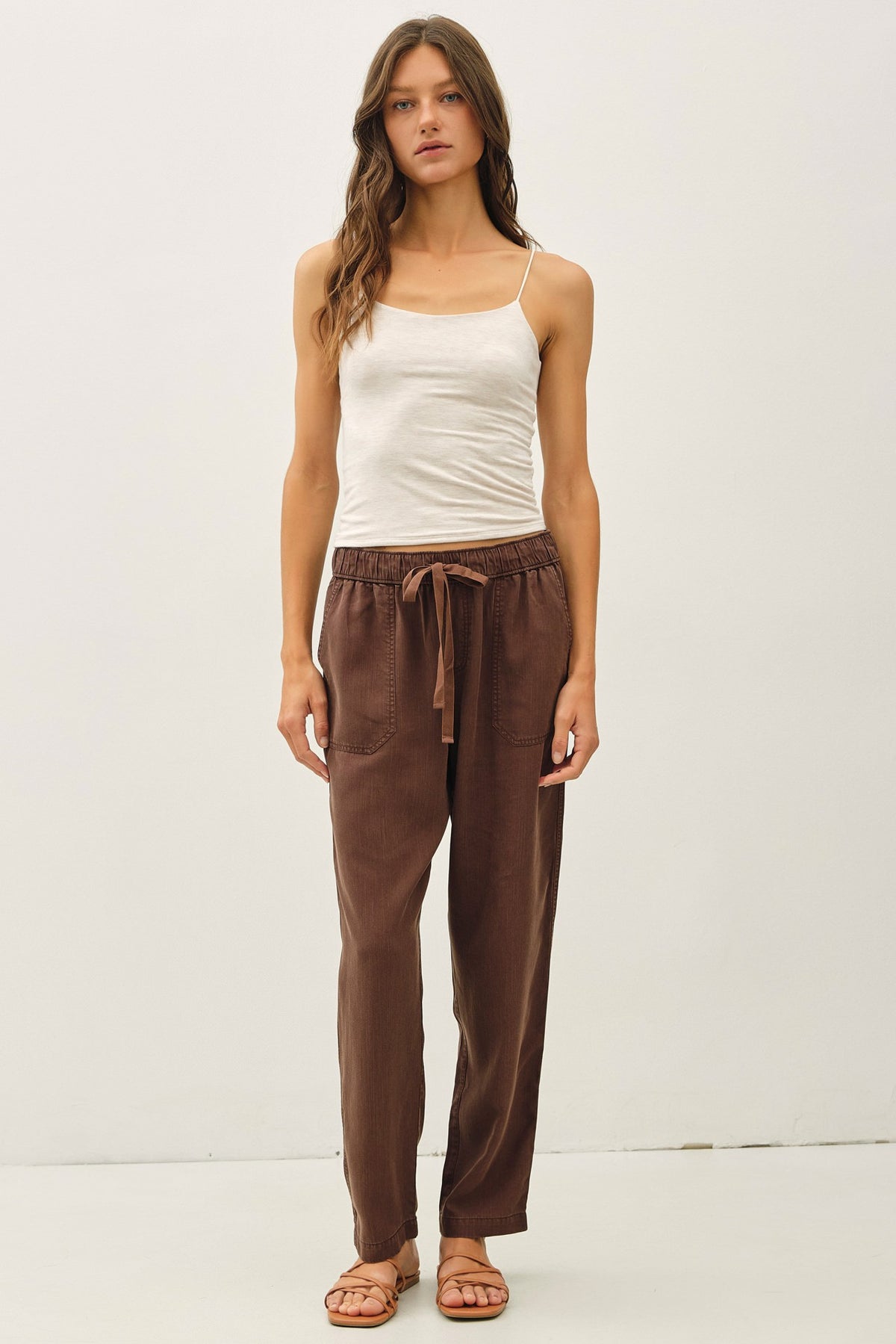Tencel Tapered Espresso Brown Pants