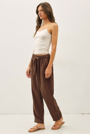 Tencel Tapered Espresso Brown Pants