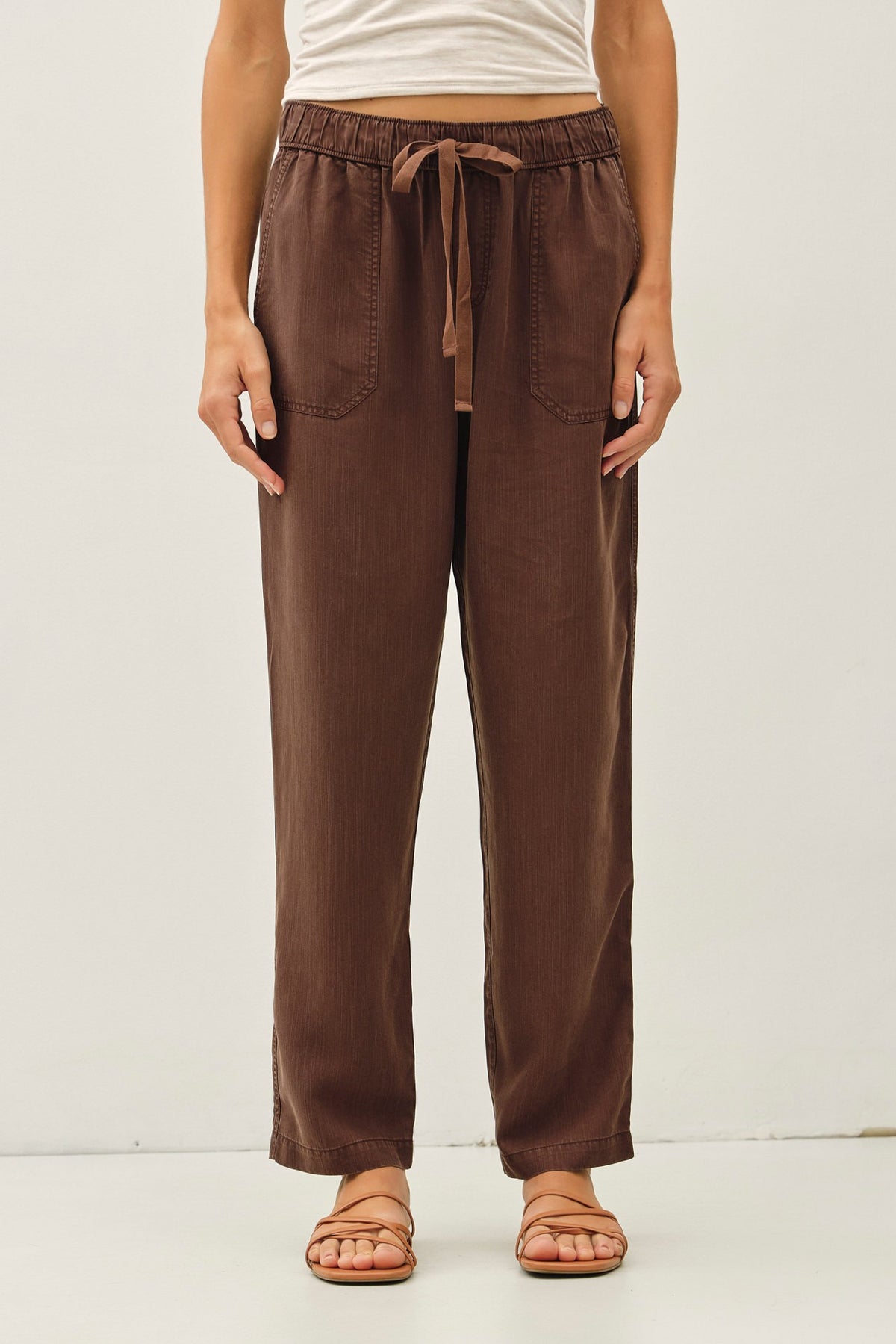 Tencel Tapered Espresso Brown Pants