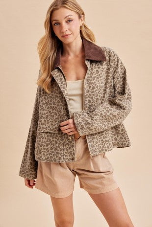 Leopard Cotton Relaxed Chore Jacket