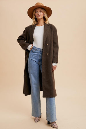 FELTED DOUBLE BREASTED LAPEL OVERSIZED DUSTER COAT