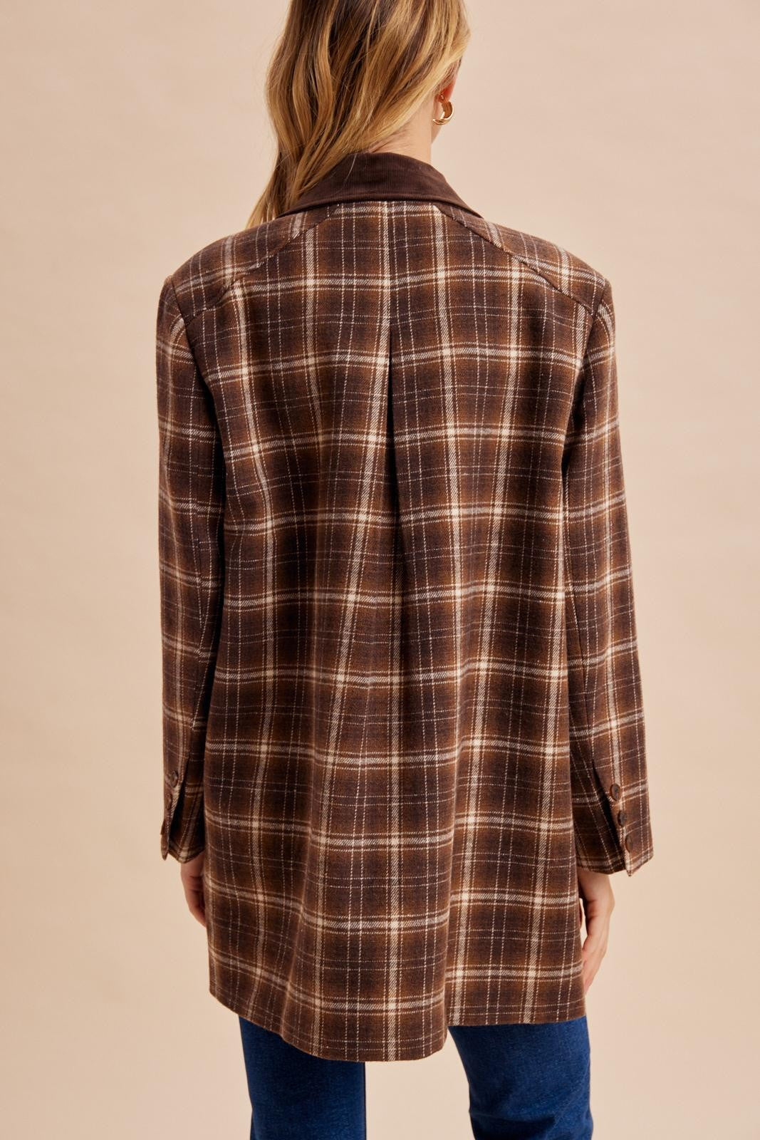 Plaid Midlength Barn Brown Jacket