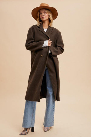 FELTED DOUBLE BREASTED LAPEL OVERSIZED DUSTER COAT