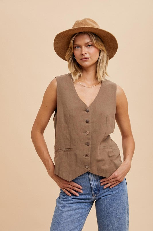 COTTON LINEN BLEND VEST