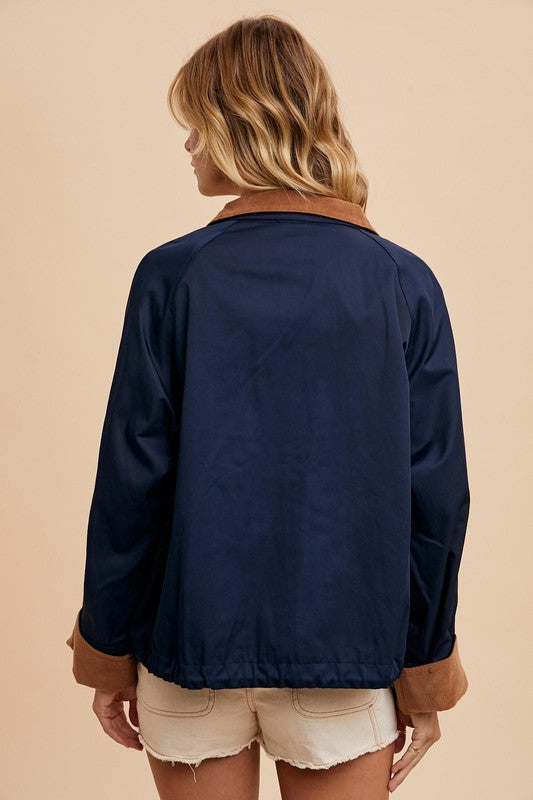 Cotton Collar Cargo Jacket Navy