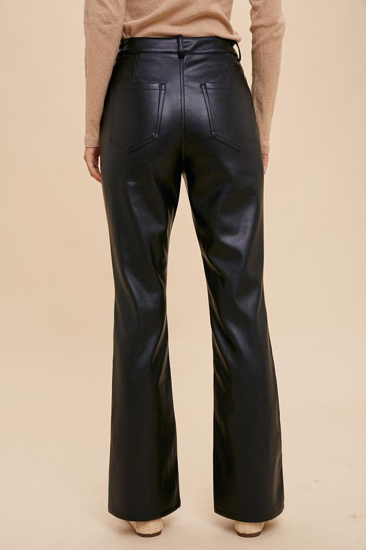 YOUR NEW FAVORITE FAUX VEGAN LEATHER FLARE PANTS