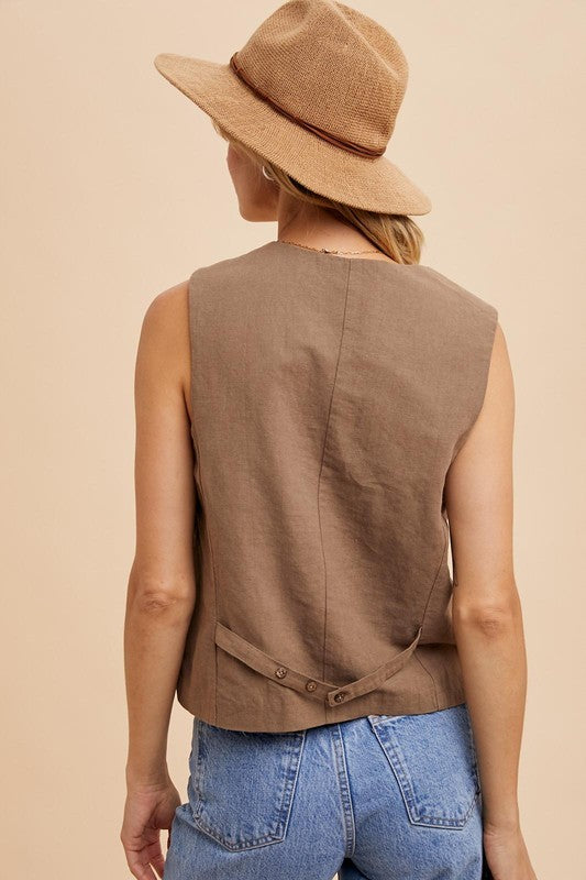 COTTON LINEN BLEND VEST