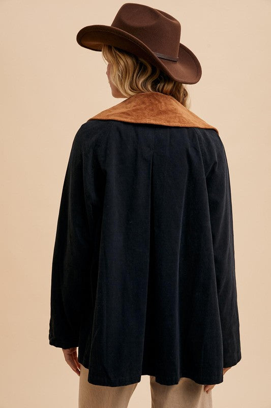 COTTON OVERSIZED CORDUROY COLLARED JACKET